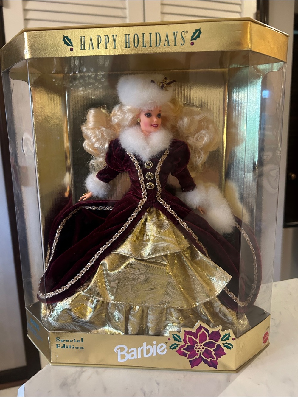Barbie Holiday Ensemble in Burgundy, Gold and White